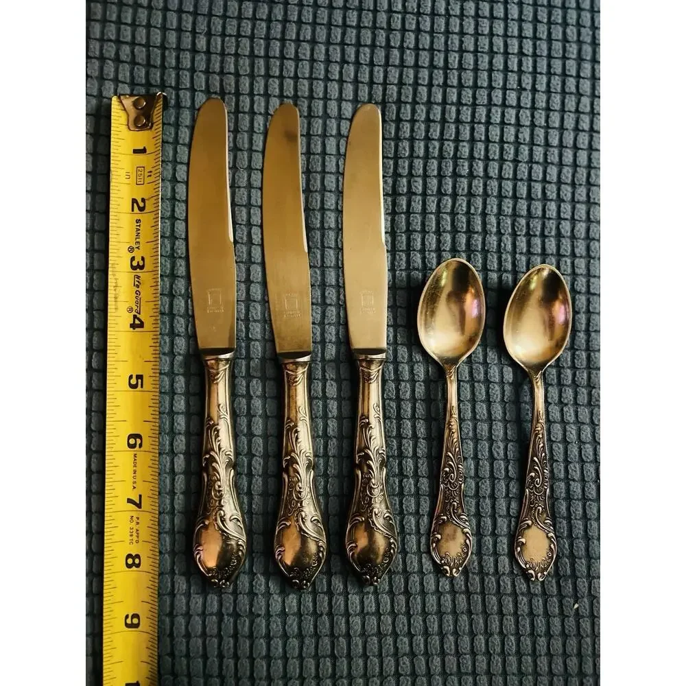 Vintage Solingen Rostfrei Silverplate Silverware Flatware 3 knives 2 Spoons